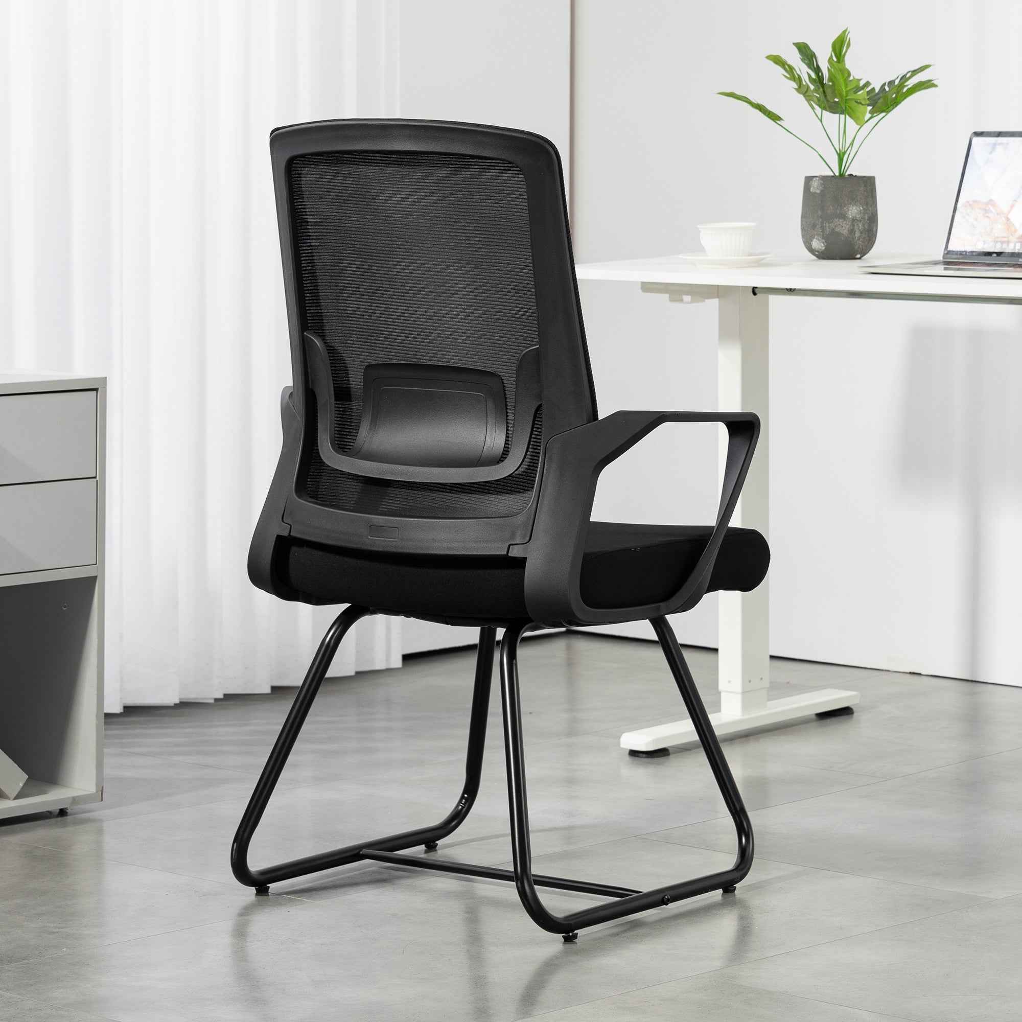 HOMCOM Ergonomic Office Chair with Armrests for Waiting Room, Black