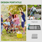 Outsunny Folding Camping Table, Adjustable to 2 Heights, in HDPE and Metal, 86x86x74 cm, White