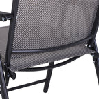 Set of 2 Folding Outdoor Chairs in Steel and Textilene for Garden, Veranda, Terrace, Grey, 58 x 64 x 94cm