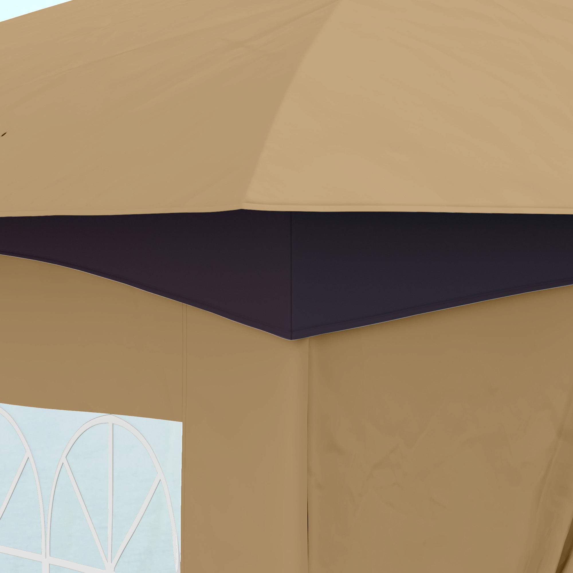 Garden Gazebo 3.4x3.4m with Walls, UV Protection and 2-Tier Roof, Beige