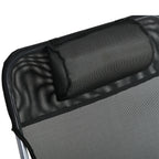 Outsunny Folding Garden Lounger with Reclining Backrest and Cushion, in Metal and Texteline, 182x56x28 cm, Black