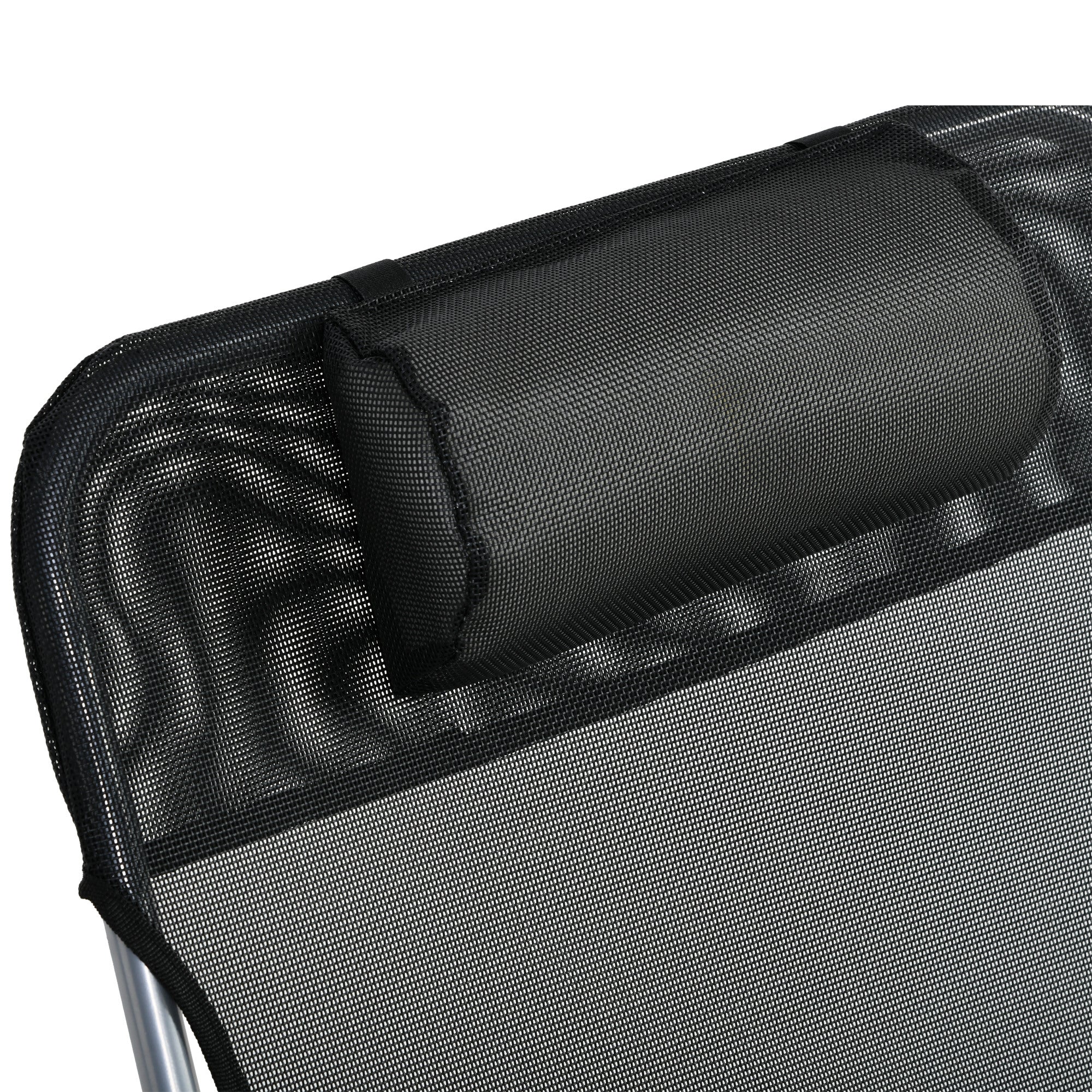 Outsunny Folding Garden Lounger with Reclining Backrest and Cushion, in Metal and Texteline, 182x56x28 cm, Black