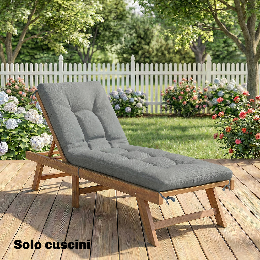 Outsunny Outdoor Chaise Lounge Cushion UV50+, 198 x 65 cm, Light Grey