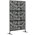 Outdoor Steel Screen with Willow Pattern and 2 Feet, 122x45x198 cm, Black