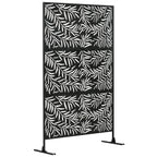Outdoor Steel Screen with Willow Pattern and 2 Feet, 122x45x198 cm, Black