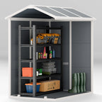 Resin Garden Shed with Floor, Lockable Door and Window, 1.3 x 1.8 m, Grey
