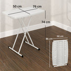 Folding Garden Coffee Table with Adjustable Height, Metal and HDPE, White