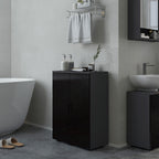Kleankin Bathroom Cabinet 2 Wooden Doors with 3 shelves and cushioned closure, 60x30x82cm, black - Borgè