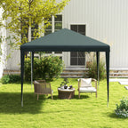 Outsunny Garden Gazebo 2.7x2.7 m with Pegs and Ropes, Steel Frame and PE Coating, Dark Green