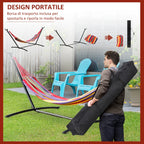 Freestanding Garden Hammock with Steel Frame and Multicolored Cotton, Carrying Case Included - Borge' Group Limited
