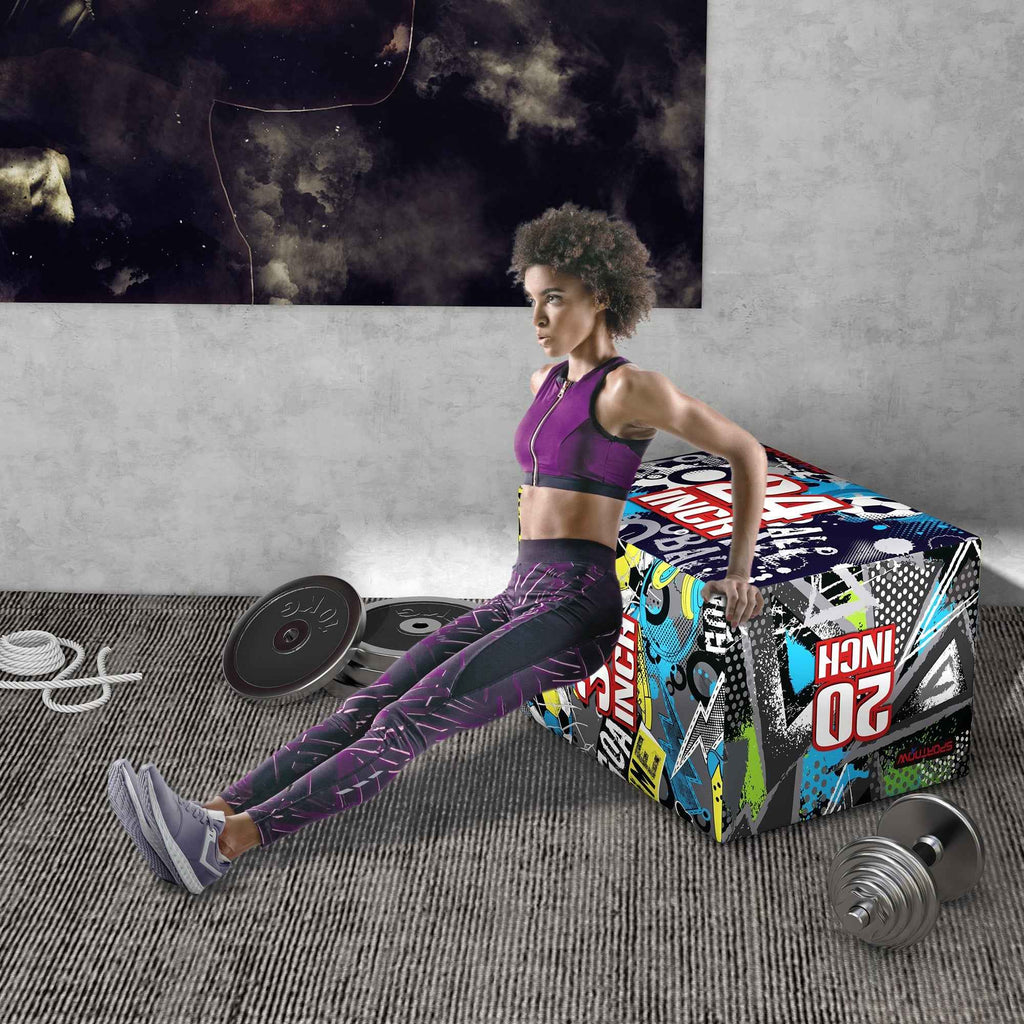 SPORTNOW Plyo Box 3 Heights Non-Slip Jumping Box for Home and Gym, 76x61x51cm, Multicolor