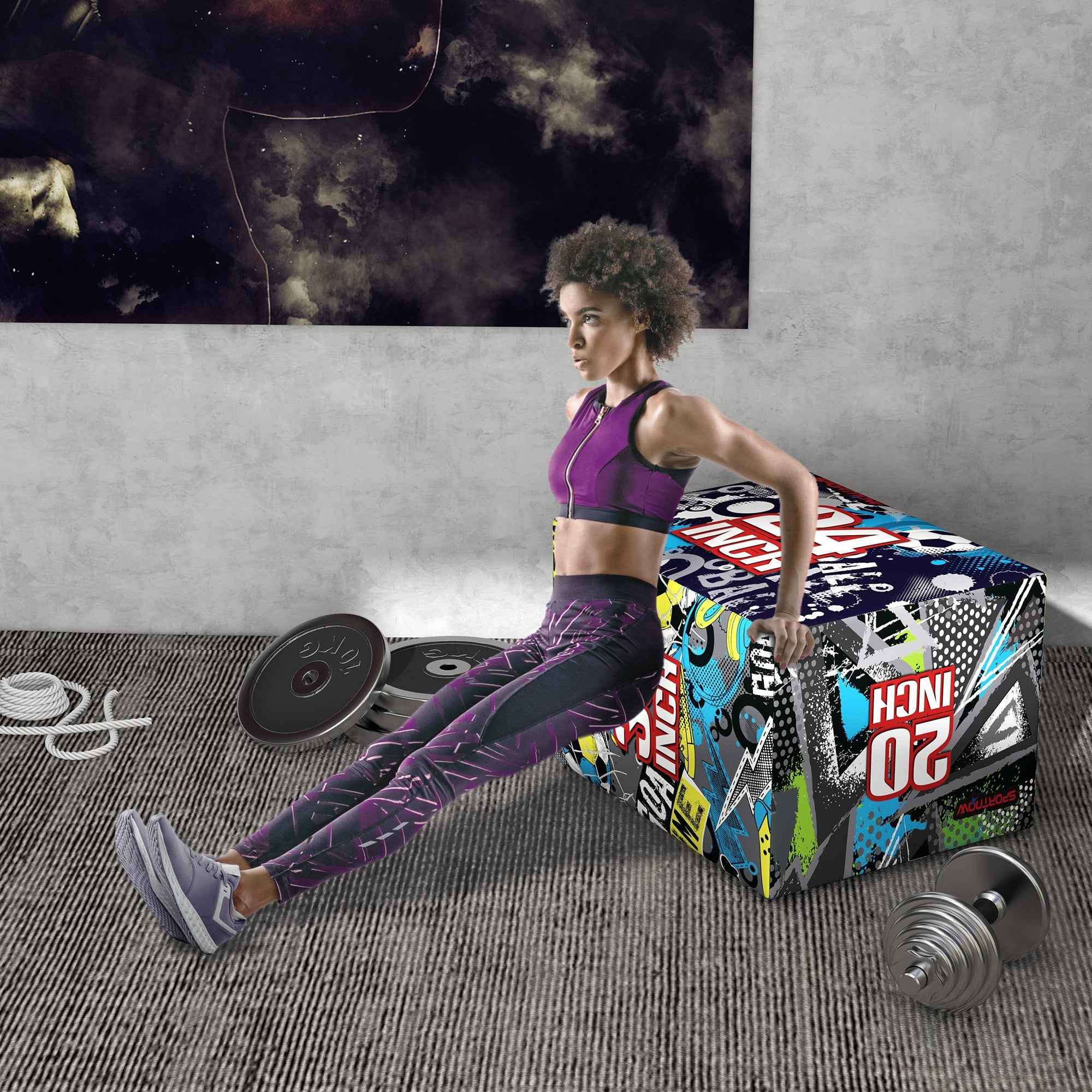 SPORTNOW Plyo Box 3 Heights Non-Slip Jumping Box for Home and Gym, 76x61x51cm, Multicolor