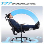 HOMCOM Ergonomic and Breathable Office Chair with Dynamic Lumbar Support and Footrest, 73x75x120-128 cm, Black