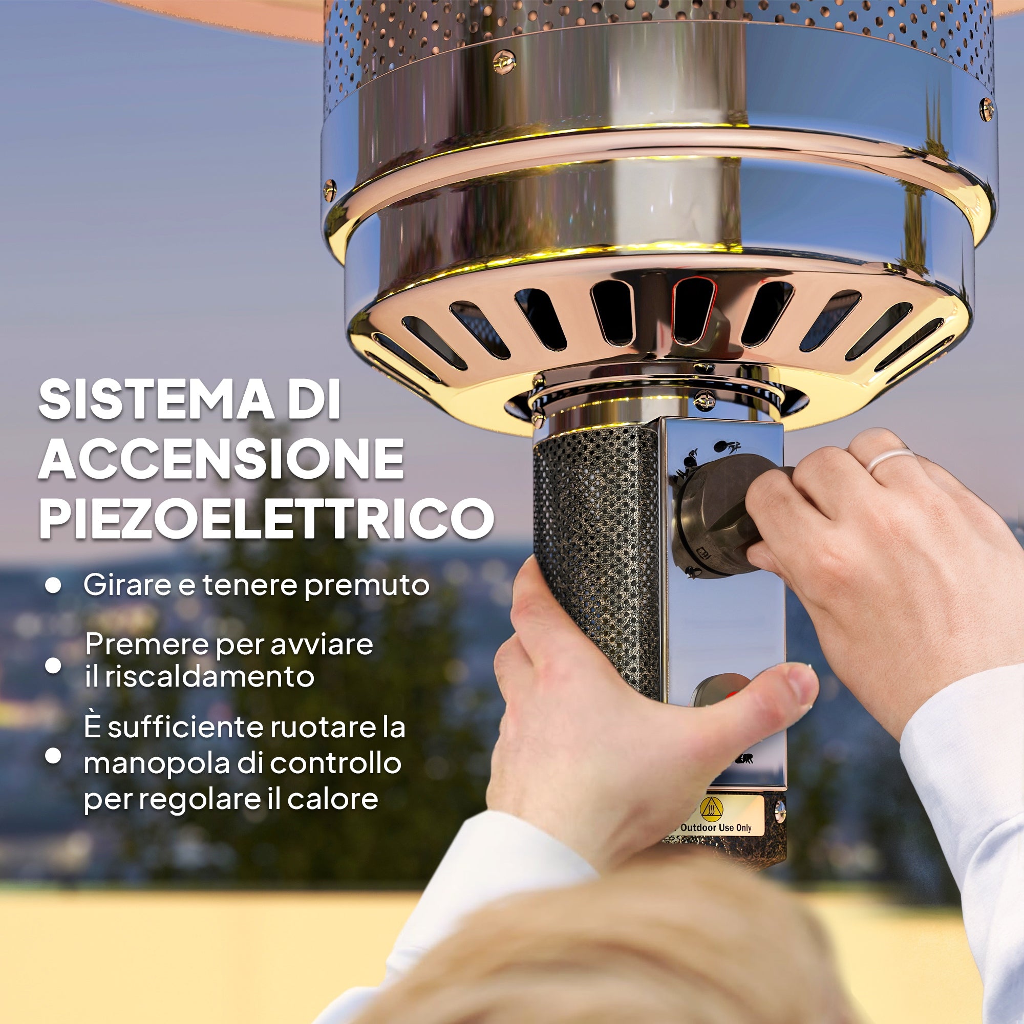 Outdoor Heater with Automatic Shut-Off and Wheels, 82x82x223 cm, Dark Brown