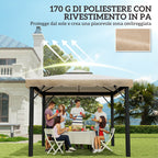 Outsunny 3x3m 2-Tier Gazebo Roof with 8 Drainage Holes in Khaki Polyester