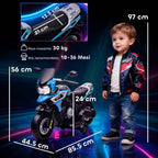 AIYAPLAY Electric Motorcycle for Children with Wheels, Mirrors and Footrest, Made of PP and Metal, 85.5x44.5x56 cm, Blue