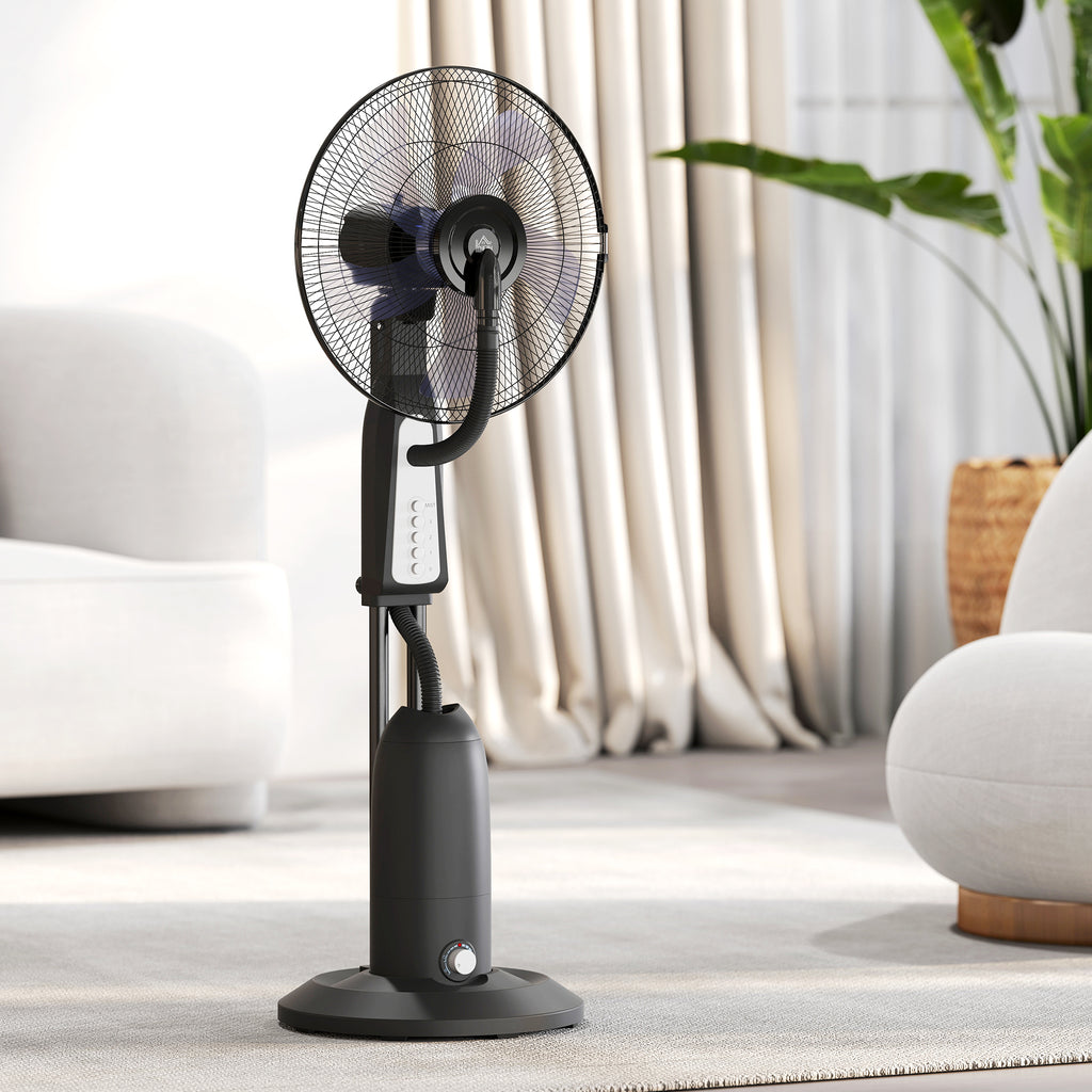 3-Speed Misting Fan, 75° Oscillation, Adjustable Misting, Black