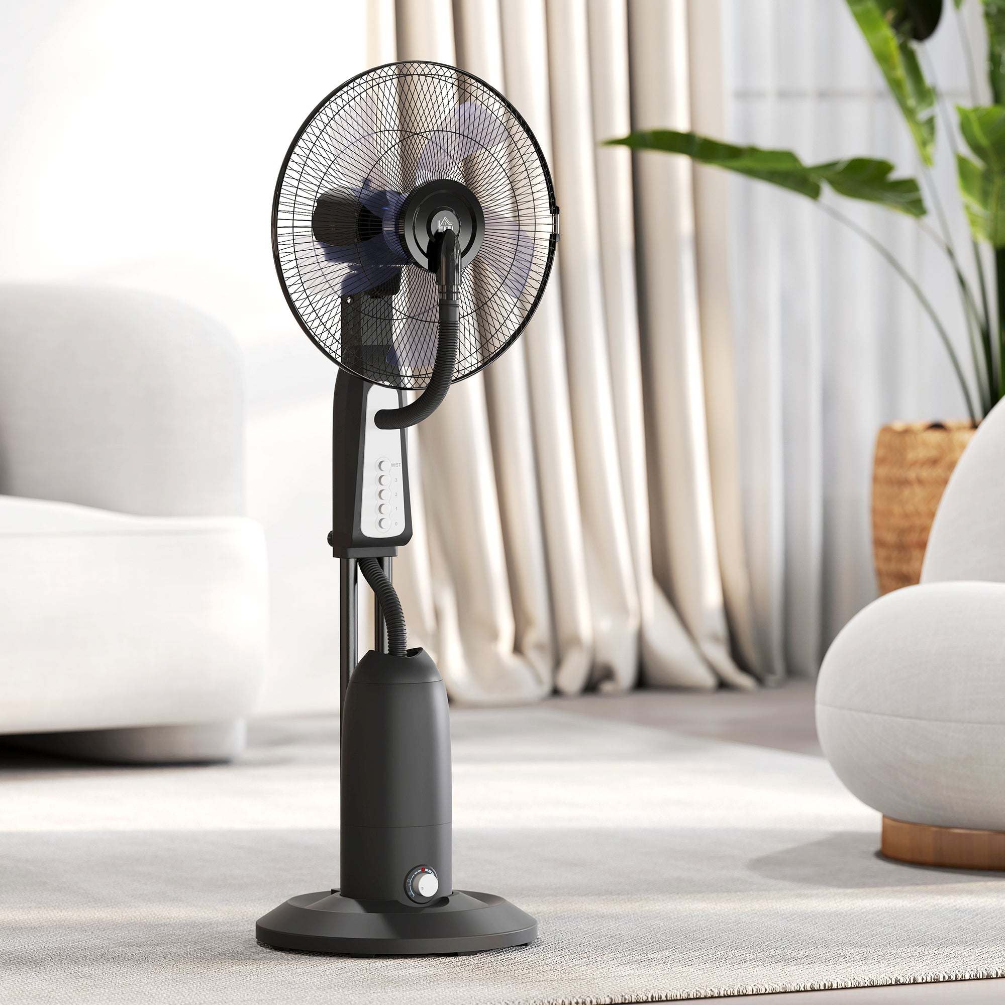 3-Speed Misting Fan, 75° Oscillation, Adjustable Misting, Black