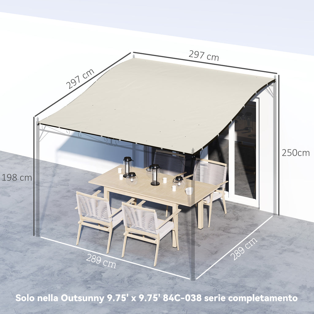Covering Sheet for Gazebo Pergola 3x3 m in Polyester with 16 Drainage Holes, 297x297 cm, Beige