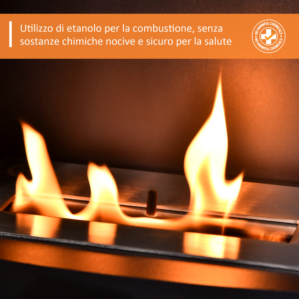 Bioethanol Fireplace with 1.5L Tank, Coverage up to 20㎡, 46.5x53x65cm, Black