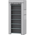 HOMCOM 7-Tier Steel Shoe Rack with TNT Cover, 60 x 30 x 126 cm, Grey