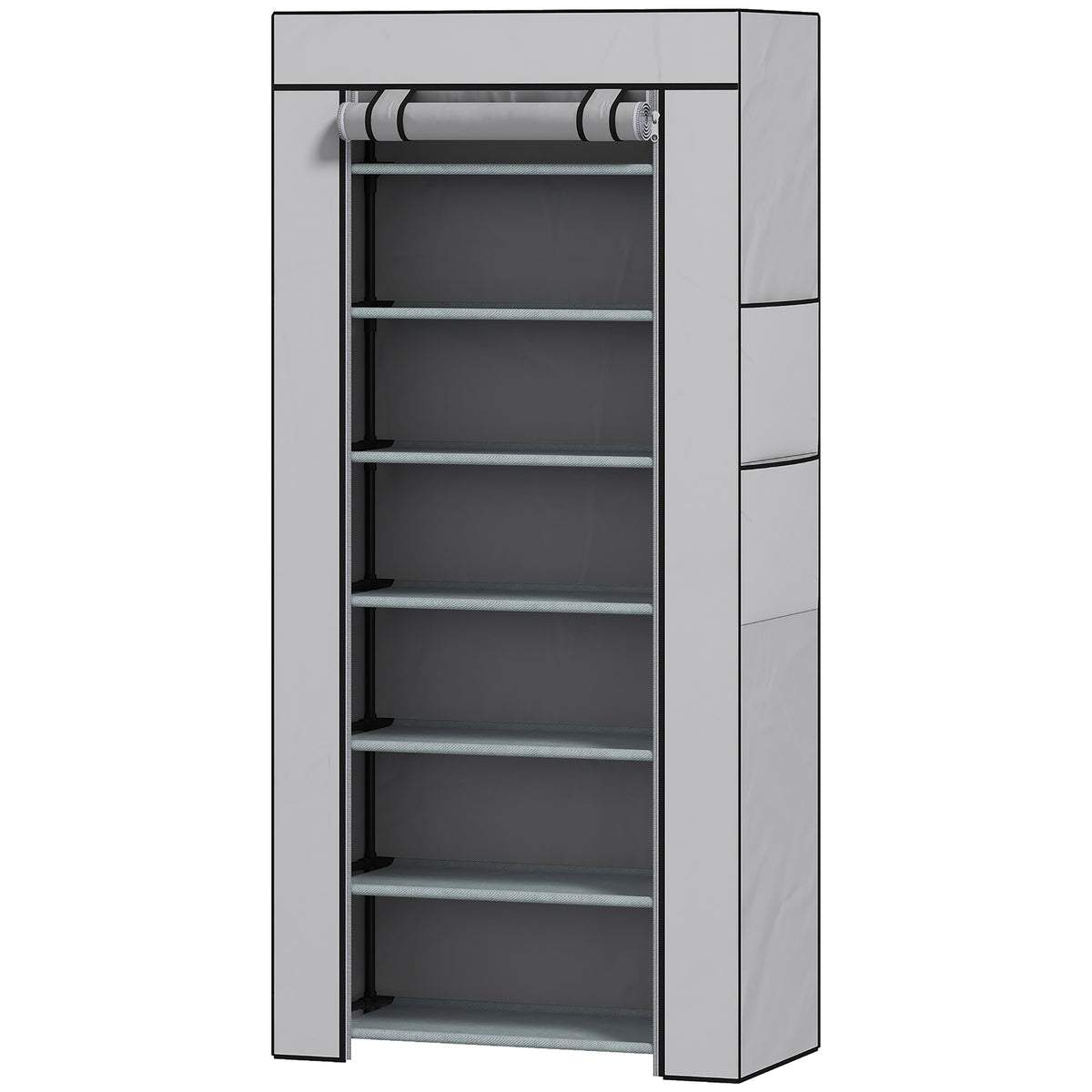 HOMCOM 7-Tier Steel Shoe Rack with TNT Cover, 60 x 30 x 126 cm, Grey