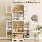 HOMCOM Kitchen Cabinet with 2 Cabinets and 8 Shelves, Wood and Acrylic, 60x39.5x179.6 cm, White