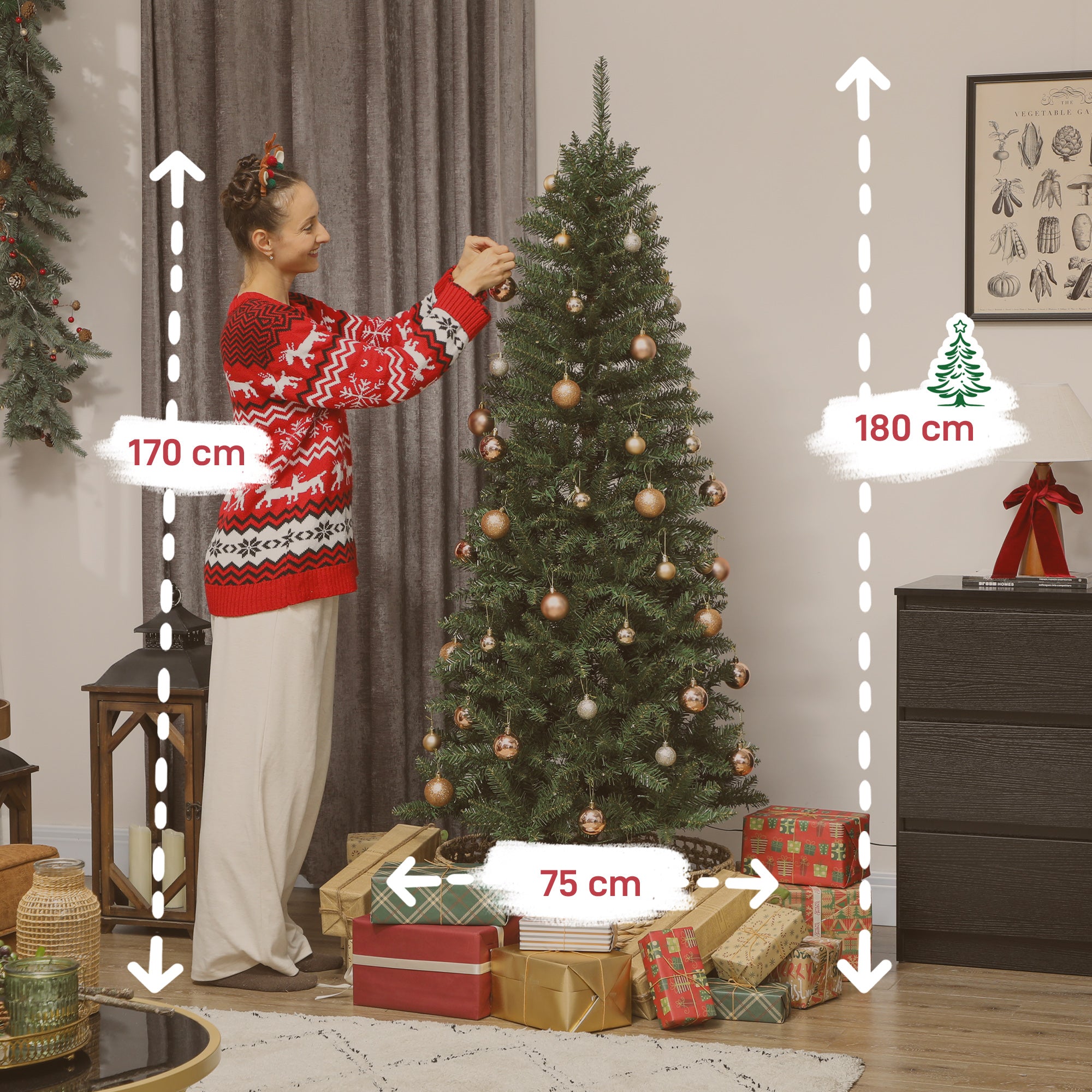 180cm Illuminated Christmas Tree with 250 White and Colourful Lights, 899 Branches and 9 Lighting Modes