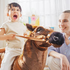 Rocking Horse for Children 2+ Years with Nitrite, Saddle and Stirrups, Plush and Metal, 85x28x60 cm, Brown