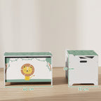 Children's Toy Storage Chest with Lid for Toys and Clothes, 60x37x39 cm, Green