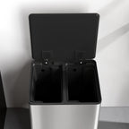 15L 2-Section Pedal Bin with Silent Lid, Stainless Steel and PP, 41.8 x 36.7 x 44 cm