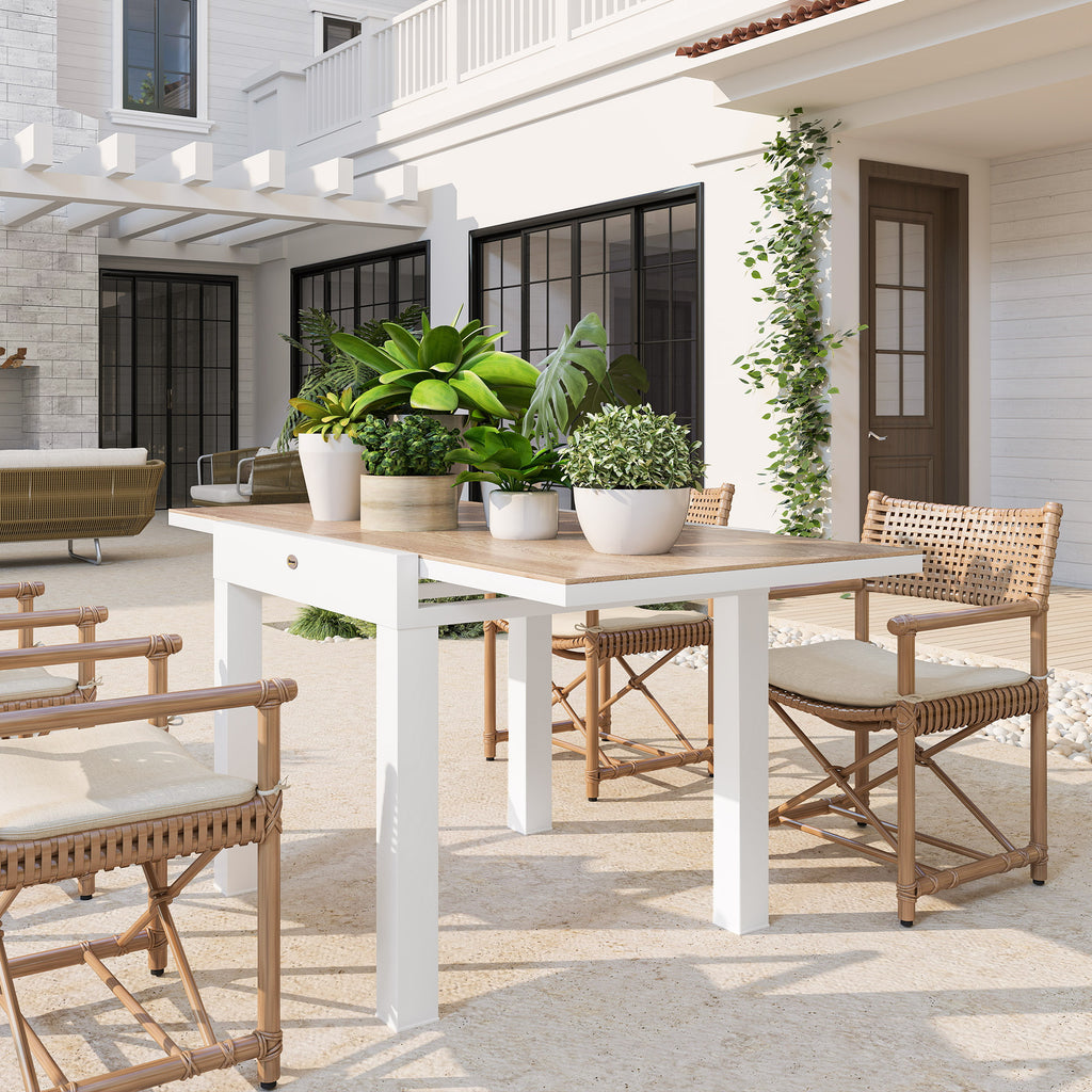 Extendable Garden Dining Table 80-160 cm for 4-6 Seats, White