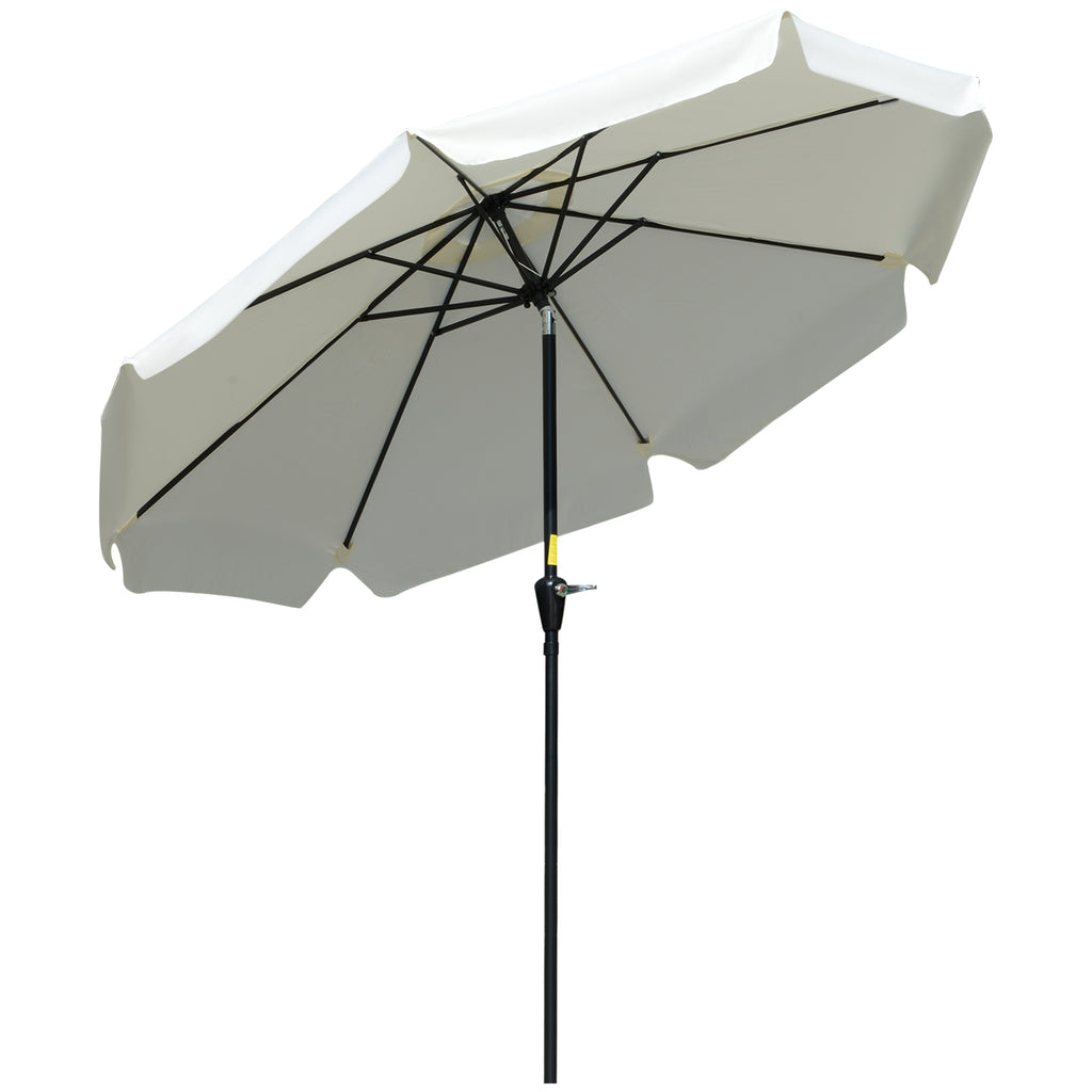 Tiltable Round Umbrella with Crank, in Aluminium, Metal and Polyester, Ø266x248.5 cm, Cream White