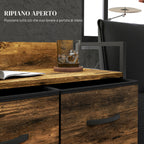 Chest of 4 Removable Drawers with Industrial Design in Wood and Steel, 60x29x85 cm, Brown and Black