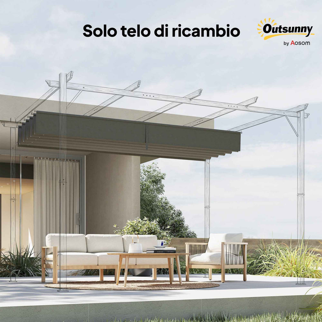 Outsunny Replacement Canopy for 4x3m Gazebo with 10 Drainage Holes, Light Grey