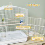 PawHut Portable Bird Cage with Handle, Removable Tray and 5 Doors, Perches and Swing, White