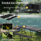 3-Piece Foldable Picnic Set with Table and 2 Benches in HDPE and Metal, Black