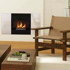 Wall Mounted  0.9L Bioethanol Fireplace with Protective Panel, Stainless Steel and Glass, 100x15x54 cm, Black and Silver