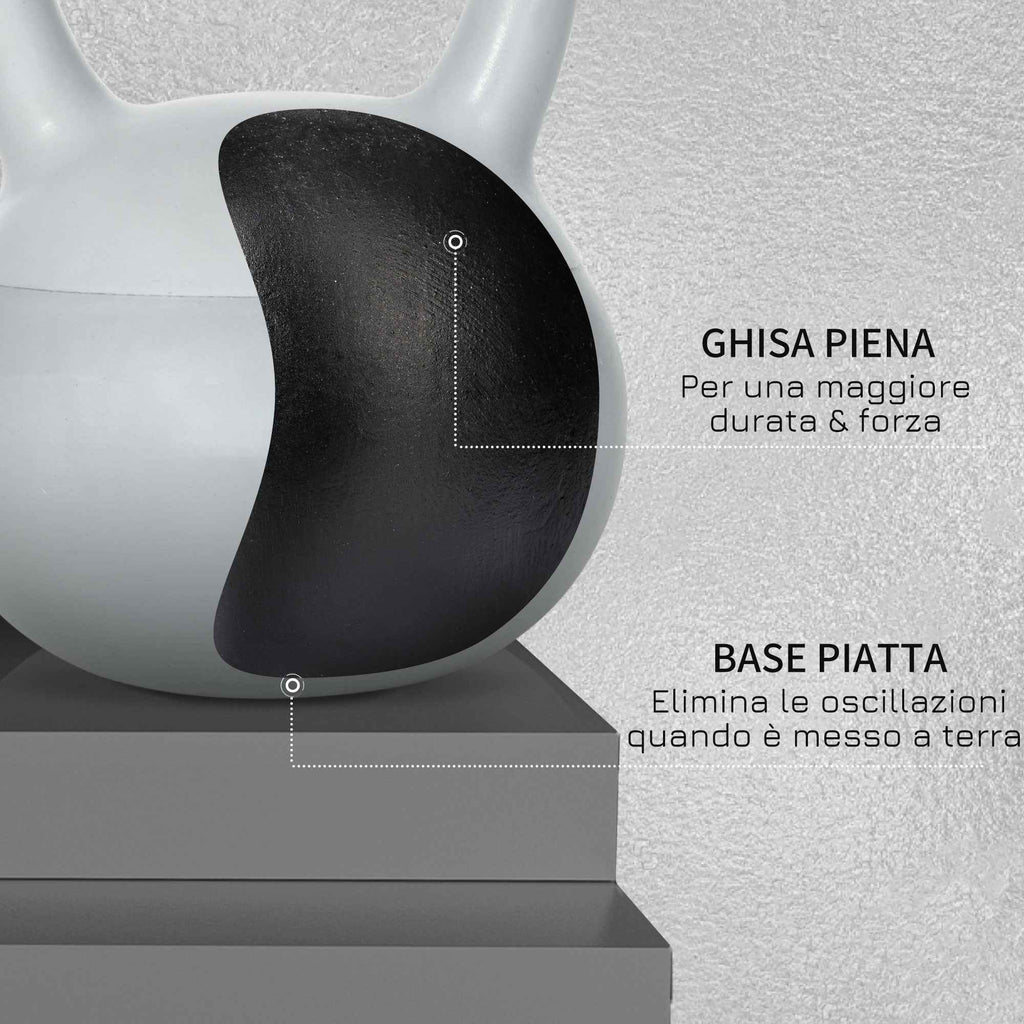 SPORTNOW Kettlebell 4kg in PVC and Metal Sand for Shoulder and Bicep Training, 19x19x26 cm, Grey