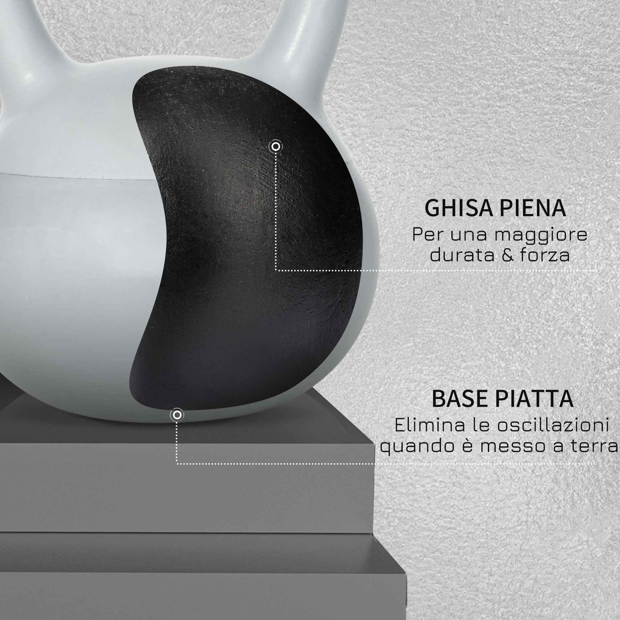 SPORTNOW Kettlebell 4kg in PVC and Metal Sand for Shoulder and Bicep Training, 19x19x26 cm, Grey