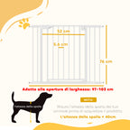 PawHut Baby and Pet Safety Gate, Self-Closing and Pressure Fit, 76-103x76 cm, White