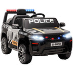 Kids Electric Police Car with Remote Control Dual Motors Siren 4-Wheel Suspension and Headlights Black