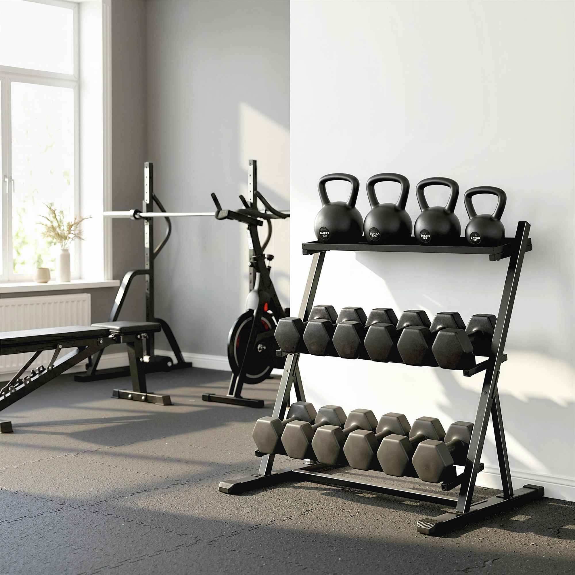 SPORTNOW Weight Rack, 3-Level Adjustable Dumbbell Rack, Steel, Black