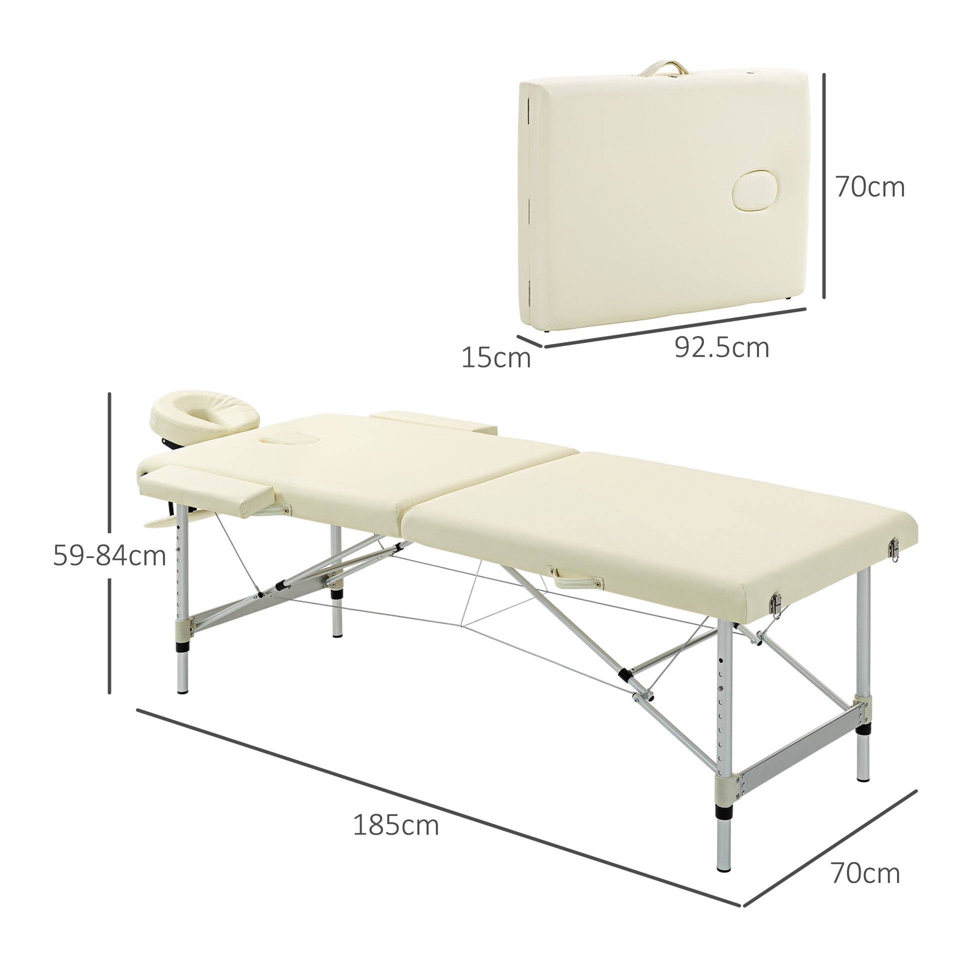 HOMCOM Professional Folding Massage Table, Adjustable Height and Transport Bag, White - Borgè