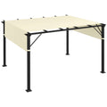3x3m Polyester Pergola Gazebo Cover with Pockets and Straps, 488x122cm, Cream White