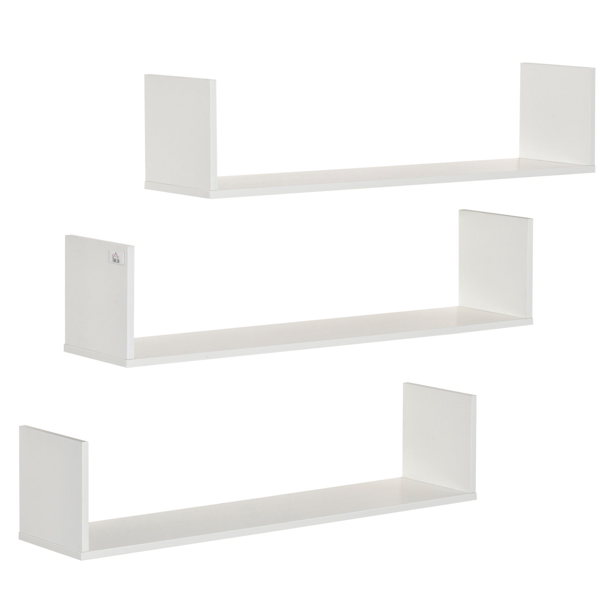 Set of 3 Wooden Wall Shelves, 80x18x18 cm, White