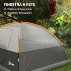 Waterproof 3-Person Camping Tent with Pockets, Lantern Hook and Carry Bag, Orange