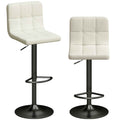 Set of 2 Adjustable Bar Stools with Footrest, PU Leather and Steel, 39.5x44x88-110 cm, Cream