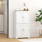 Wooden Kitchen Sideboard with 2 Cabinets, 4 Doors, 2 Adjustable Shelves, for Dining Room, Living Room, White