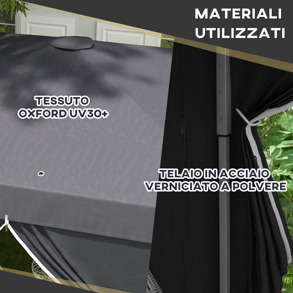 Outsunny Gazebo 3x3 with adjustable height with drainage holes and transport bag, metal, gray - Borgè